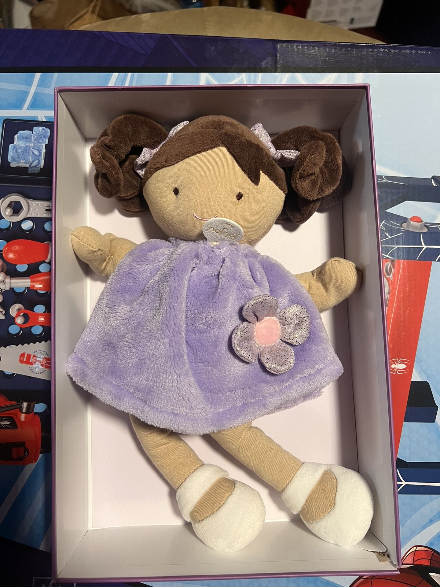 New Jolijou Paris Demoiselle Pretty 12” Doll Purple Dress Brown Hair