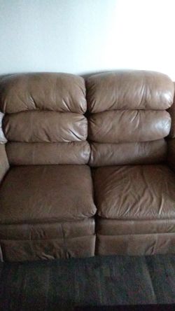 Two seater leather recliner
