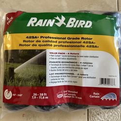Rain Bird 42SA+ 4 in. Pop-Up Gear-Drive Rotor Sprinklers, 40-360 Degree Pattern, Adjustable 26-38 ft. (4-Pack) New, Sealed  Professional gear drive ro