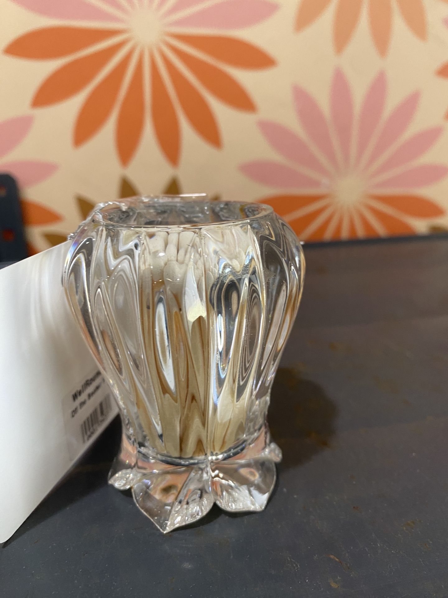 Vintage Crystal Glass Birch River Matchstick And Striker Set For Candles