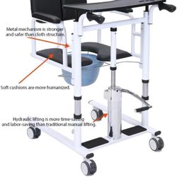  Lift Transfer Chair, Patient Lift Wheelchair for Home,Lightweight Bedside Bathroom Wheelchair for Caregivers Elderly Living,with Bedpan
