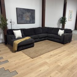 Black U-Shape Sectional Sofa 🚛 Same Day Delivery