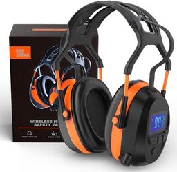 Gardtech AM/FM Radio Hearing Protection Headphones, 29dB Noise Reduction, Rechargeable, LCD Display