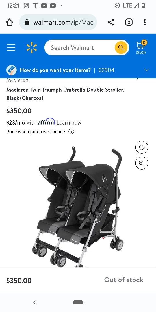 Maclaren Twin Triumph Double Umbrella stroller with matching Footmuffs and umbrella cover