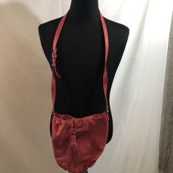 Lucky Brand Red Leather Bucket Purse - 11” X 9” X 4”