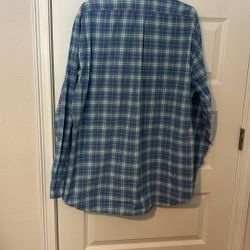 Plaid Collar Long Sleeve Button-Down, Extra Large Slim Fit Shirt
