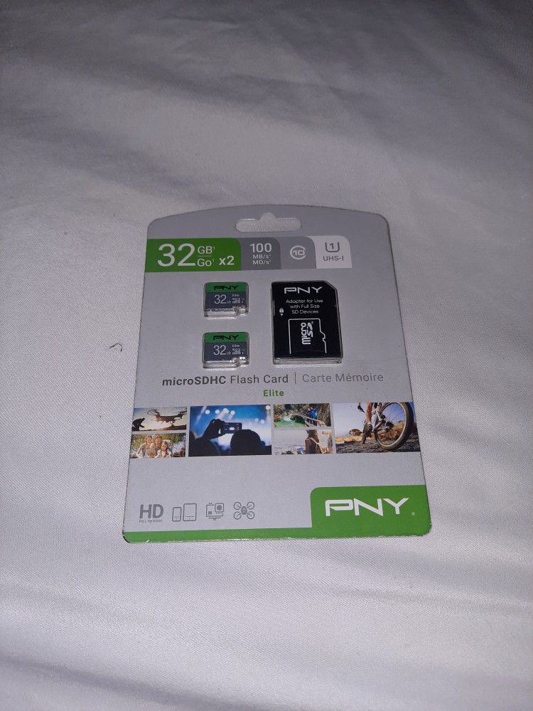 2× 32GB 100MB/s microSDHC Flash Card (ELITE) By PNY