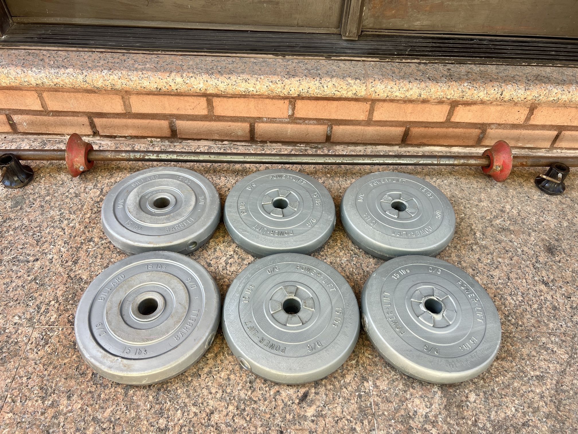 Total 90 Pounds Weights  And Standard Barbell Weight Lifting Bar