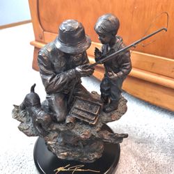 Bronze Fishing Statue 