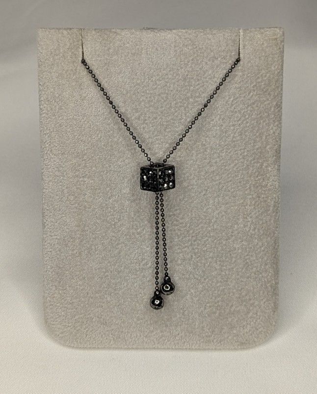  Lariat Necklace/Choker, Adjustable- Rhinestone Cube Slide Charm AND clasp