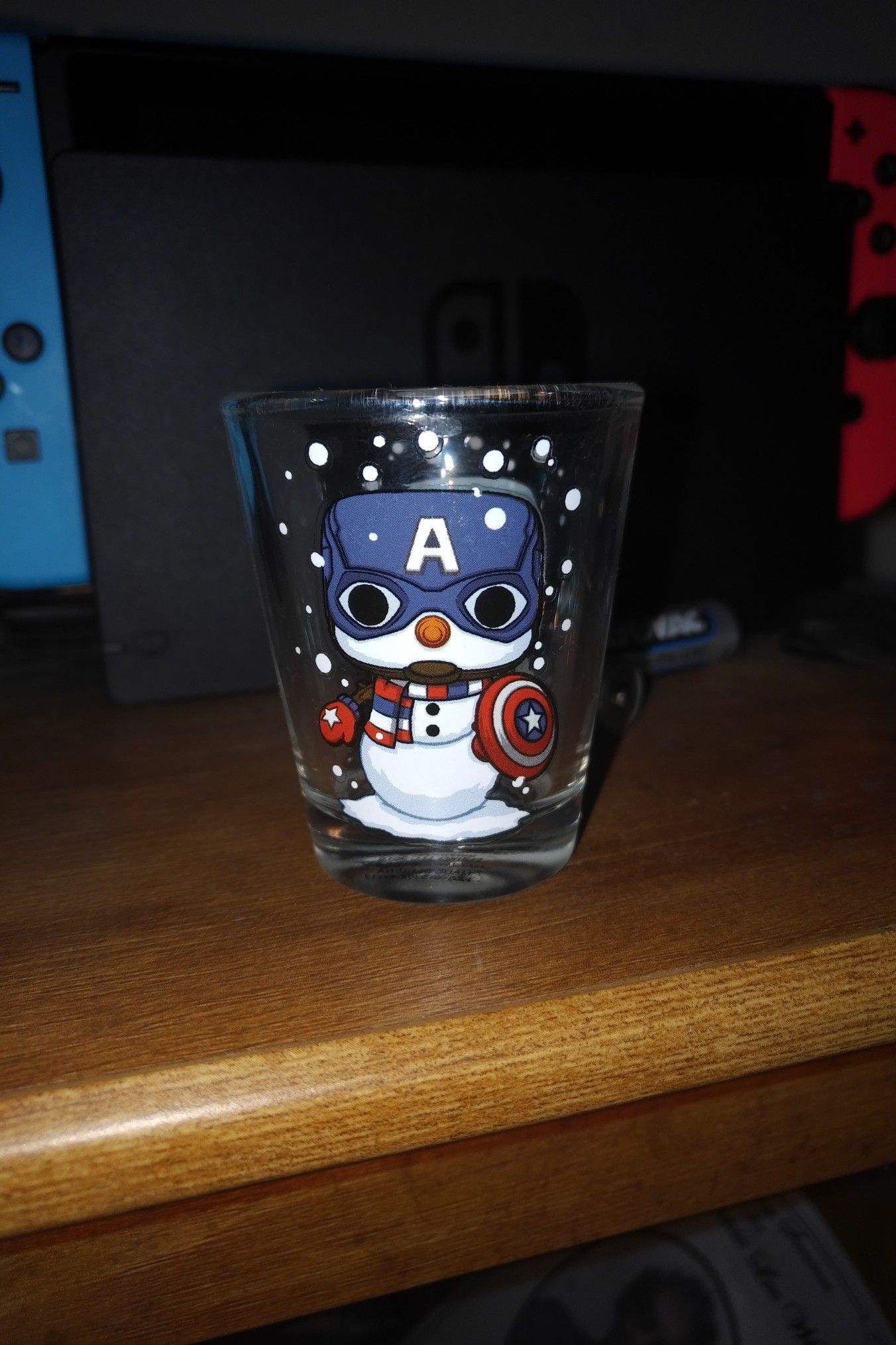 Captain America snowman shot glass