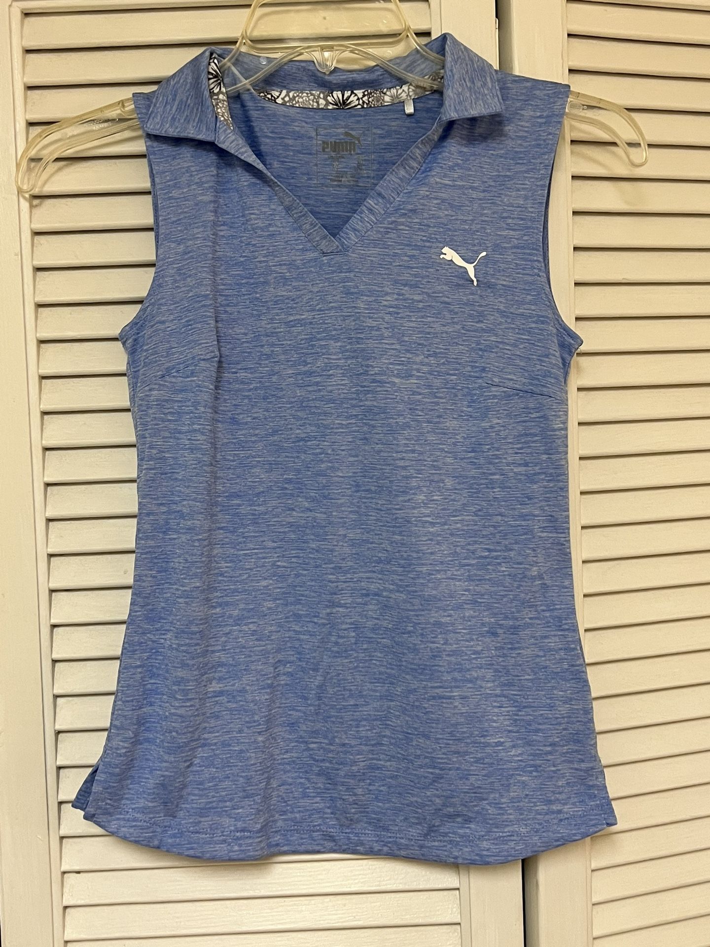 PUMA Girl’s V-Neck Pullover Blue Sleeveless Top - Size Large - VGUC