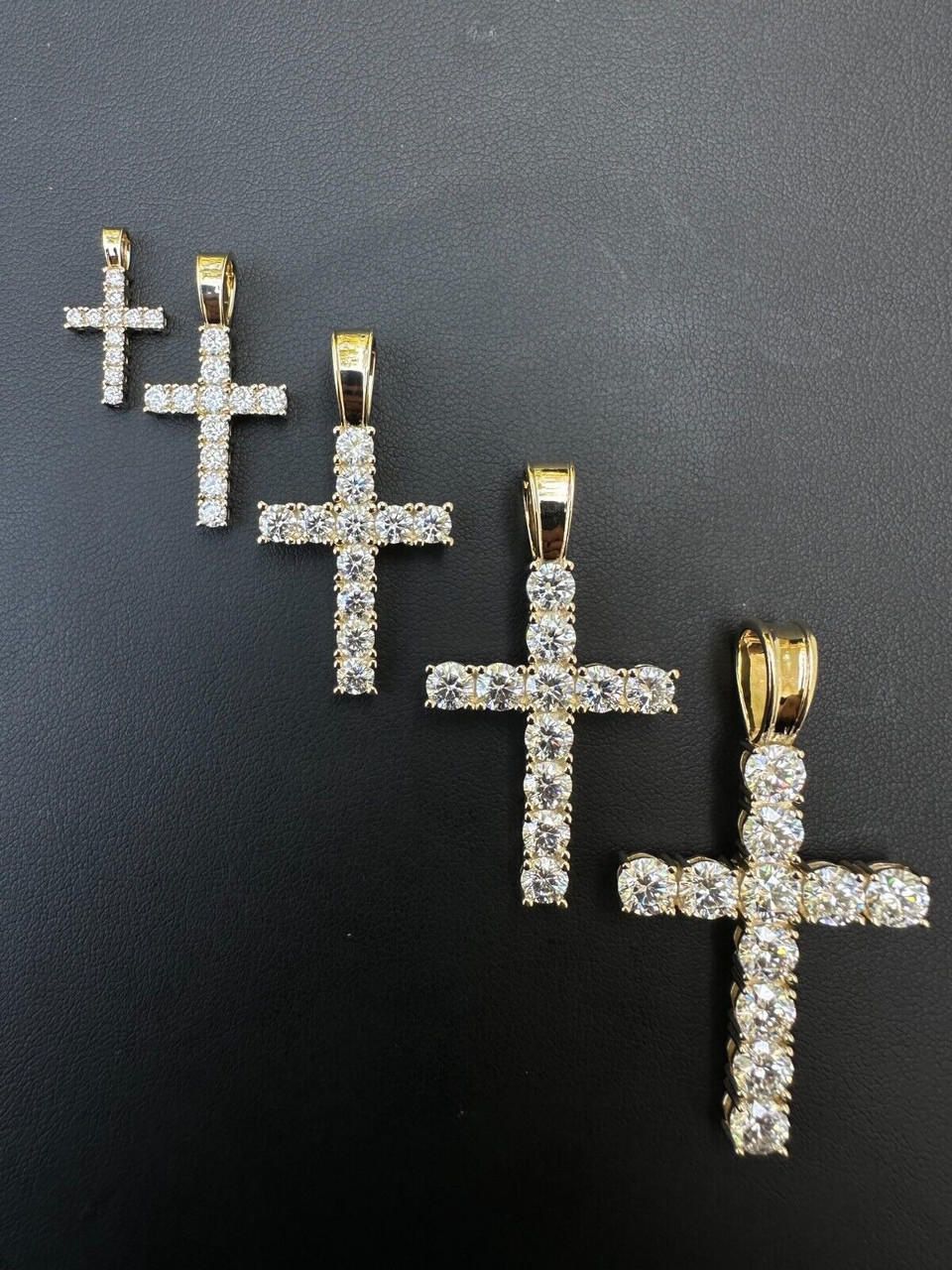 *PREORDER ONLY* Solid 10kt Yellow Gold Diamond Cross Pendant 