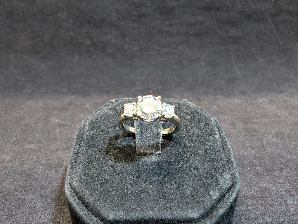 1.34 Carat Weight 14K White Gold Lab Created Diamond Ring Size 4 3/4
