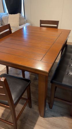 Counter Height Dining Table Set with Chairs and Bench