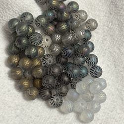 77 PIECES OF “Swirl Bead SOUP” Glass.  8mm