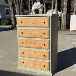 Solid Wood Chest of Drawers, Sage Green, Dresser