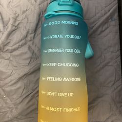 64oz Half Gallon Water Bottle with Straw & Time Marker