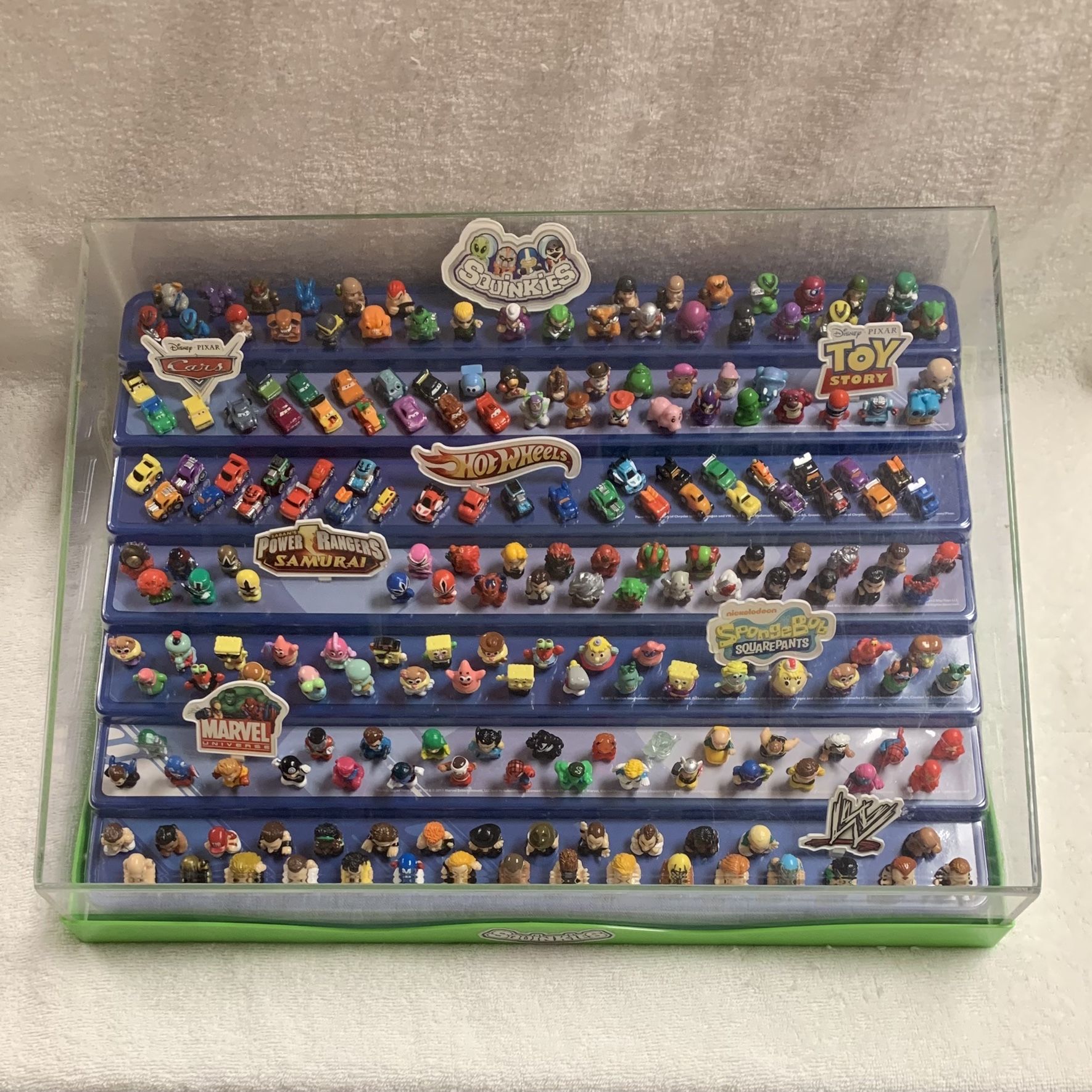 SQUINKIES DISPLAY CASE OVER 180 WWE TOY STORY SPONGEBOB CARS