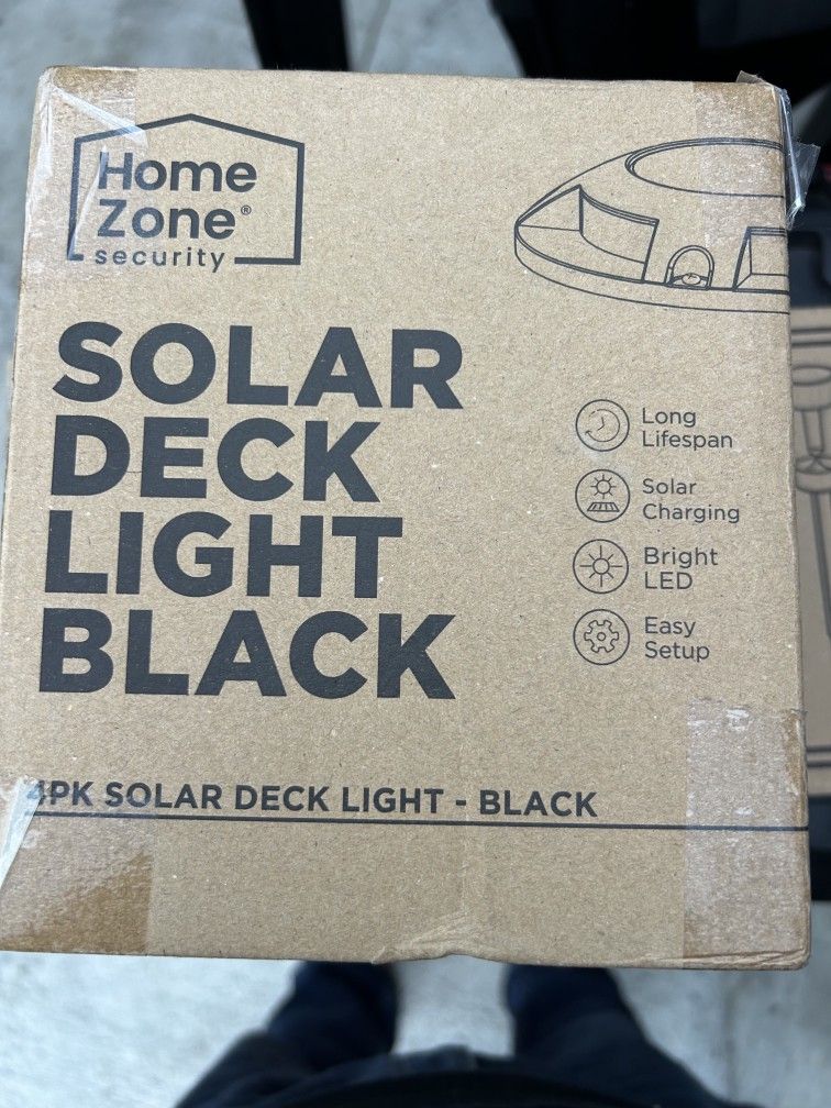 Home Zone Security 4 Packs Solar Deck Light Outdoor 20 Lumens Waterproof Weather Resistant, No Wiring, Auto On Sensor Fence Light, Durable Aluminum Pl