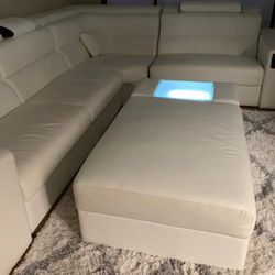 White Italian leather Sectional 