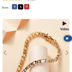 Genuine morganite, aquamarine & heliodor Bracelet in 18K Vermeil Over Silver - 7.25” - new! 