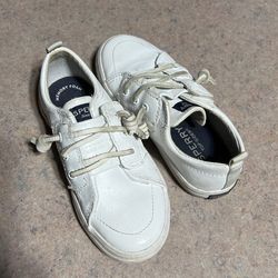 Toddler Sperry White Slip On Shoes Size 8.5