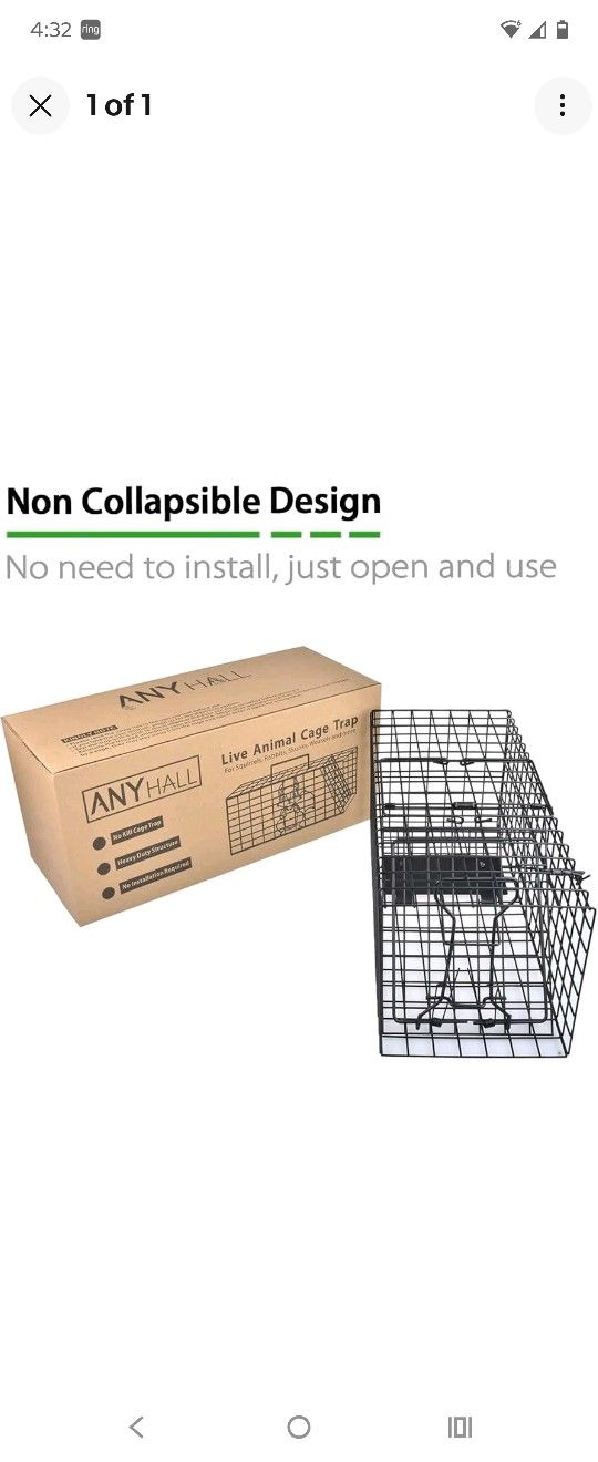 Any Hall Live Animal Cage Trap For Squirrels,Rabbits,Skunks,Weasels And More