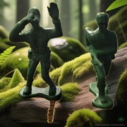 Lot of 2 Greenbrier International Large 4" Plastic Army Men Toy Soldiers, Green
