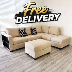 Modern sectional sofa with ottoman