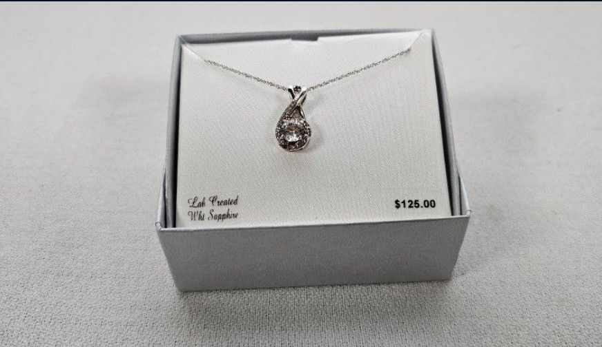 Kohl's Lab Created Sterling Silver White Sapphire Necklace 18".