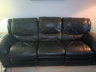 Real black leather sofa and loveseat
