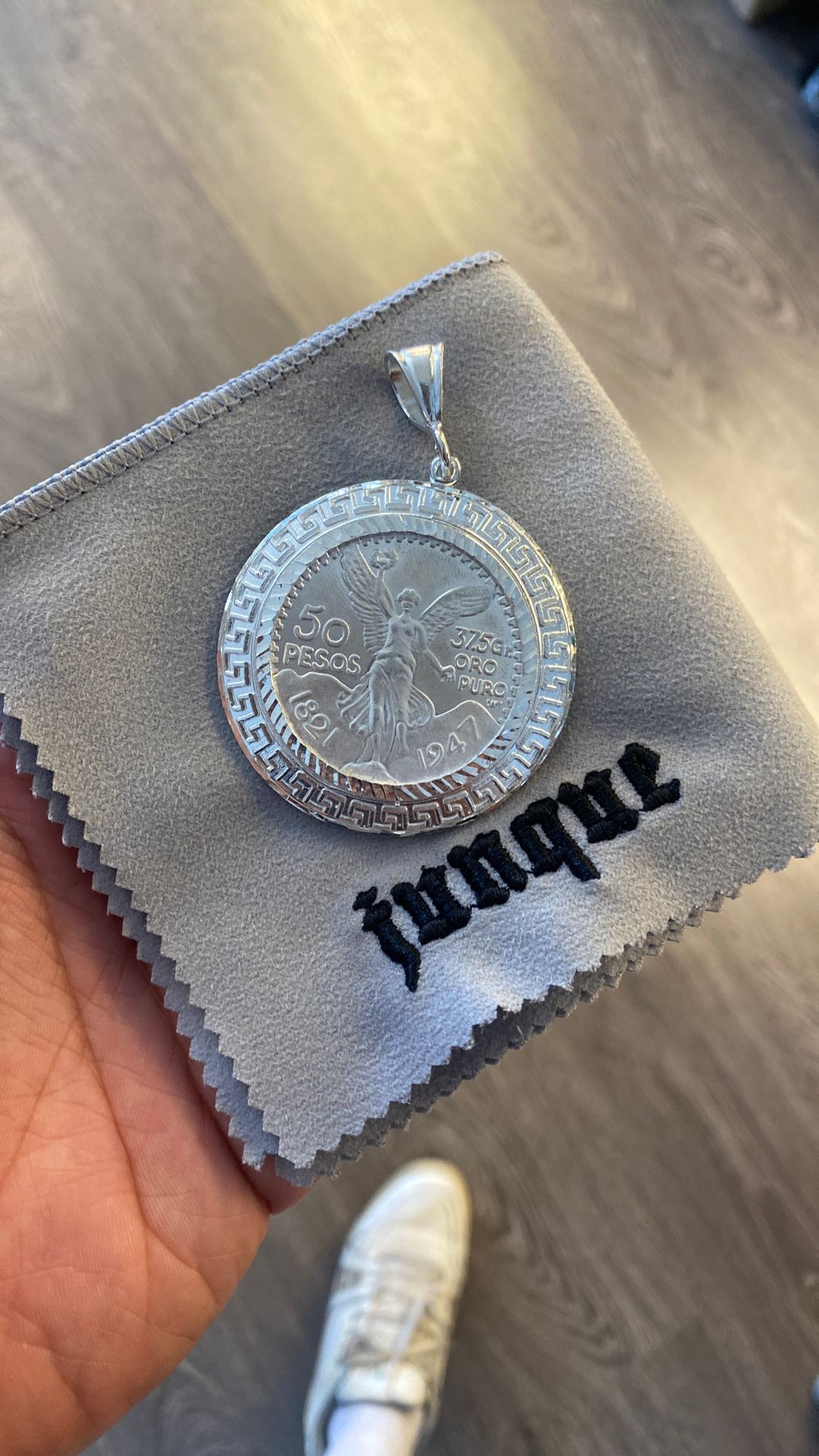 .925 Sterling Silver Veneration Coin With Aztec Style Bezel 