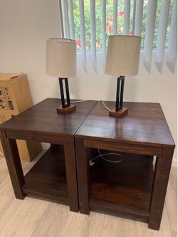 Solid oak wood bed side tables