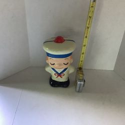 Vintage SAILOR Coin Piggy Bank "I Am A Sailor Boy" Ceramic Figurine Rune Naito