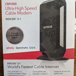 Netgear Gigabit Cable Modem (32x8) DOCSIS 3.1 | for XFINITY by Comcast, Cox. Compatible with Gig-Speed from Xfinity - CM1000-1AZNAS 