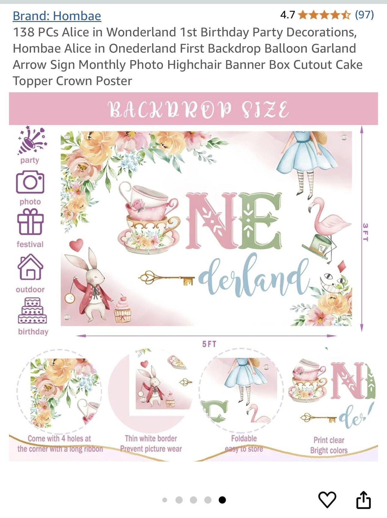 Alice In ONE-derland Decorations For 1st Birthday