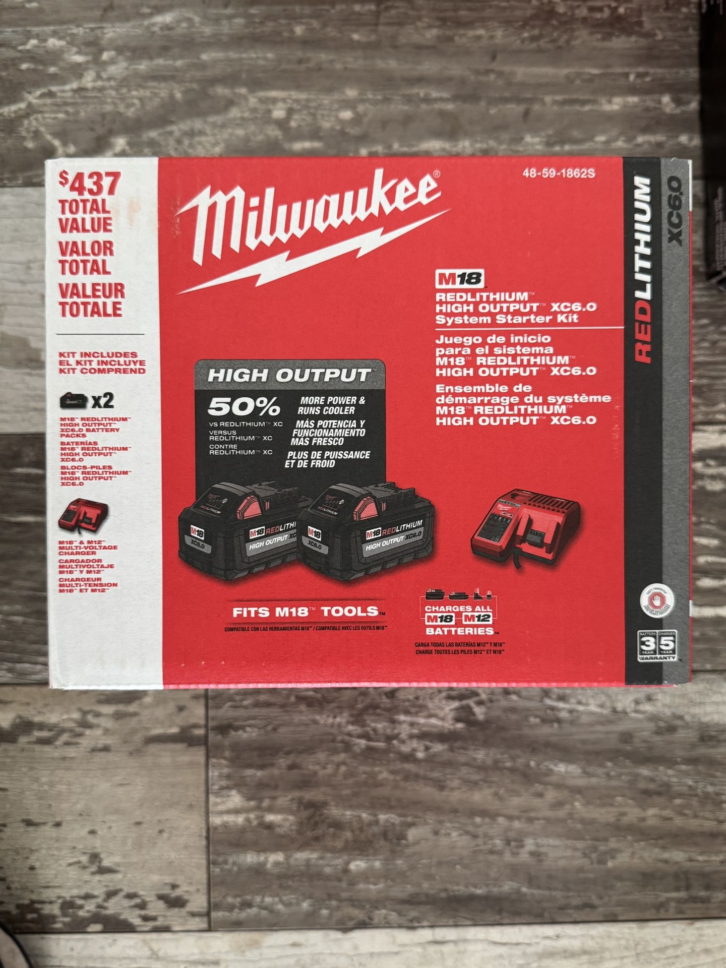Milwaukee M18 XC 6.0 Batteries 2 Pack with Charger