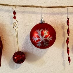 21 Red White & Silver Christmas Ornaments  $10 for All 