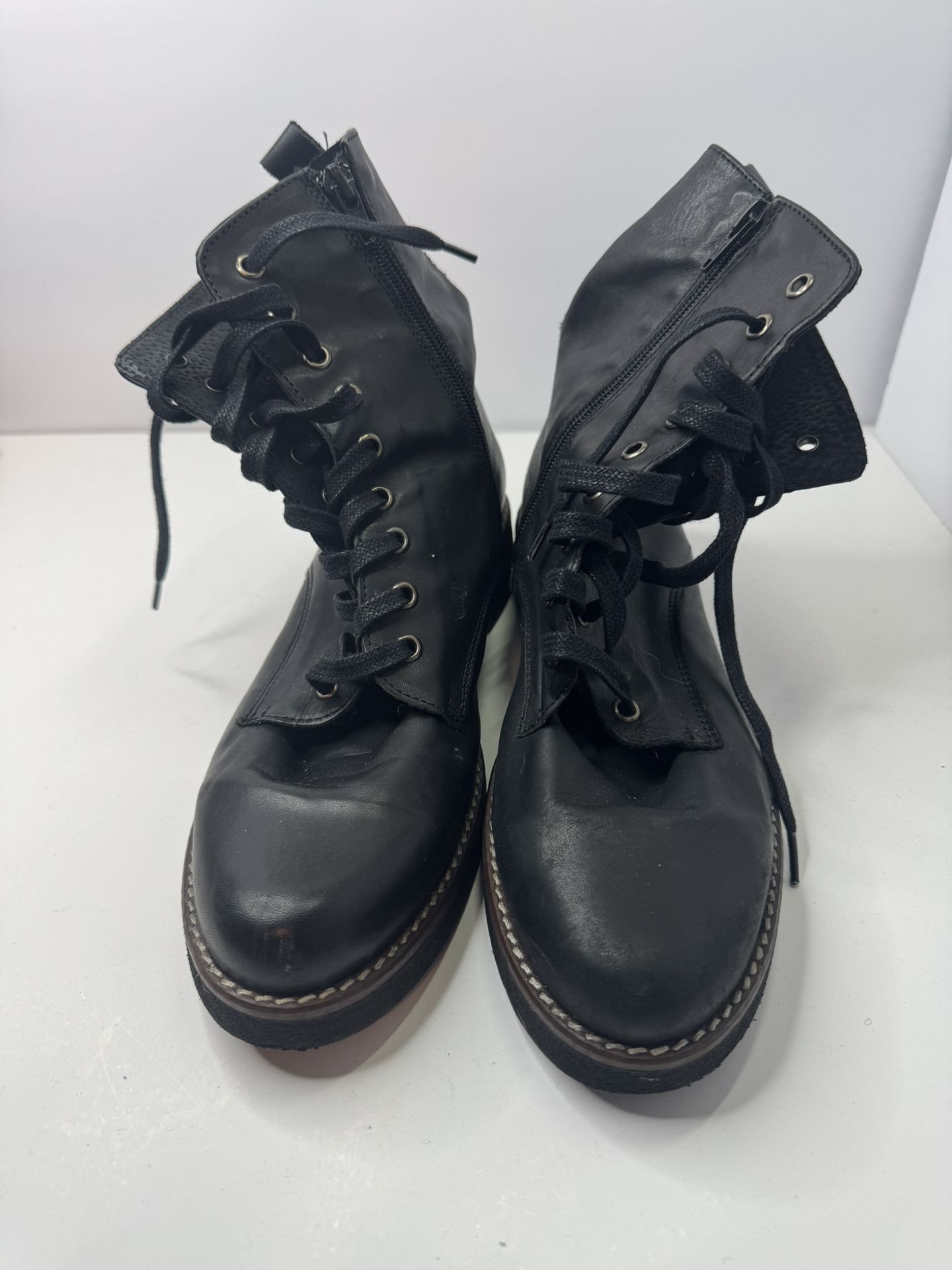 Helene Rouge Black Leather Side Zip Boots Size EU40