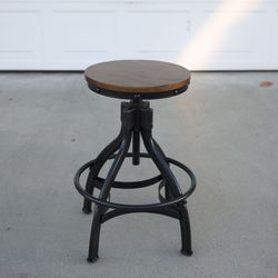 Haywood Adjustable Height Metal Wood Industrial Backless Stool