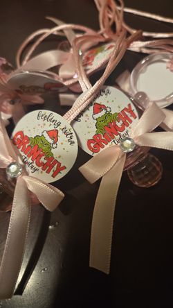 Baby Grinch, Grinchmas Baby Shower Pacifiers Guest Favor Necklaces