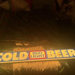 VINTAGE BUDLIGHT BUD LIGHT COLD BEER BAR LIGHT SIGN BIG