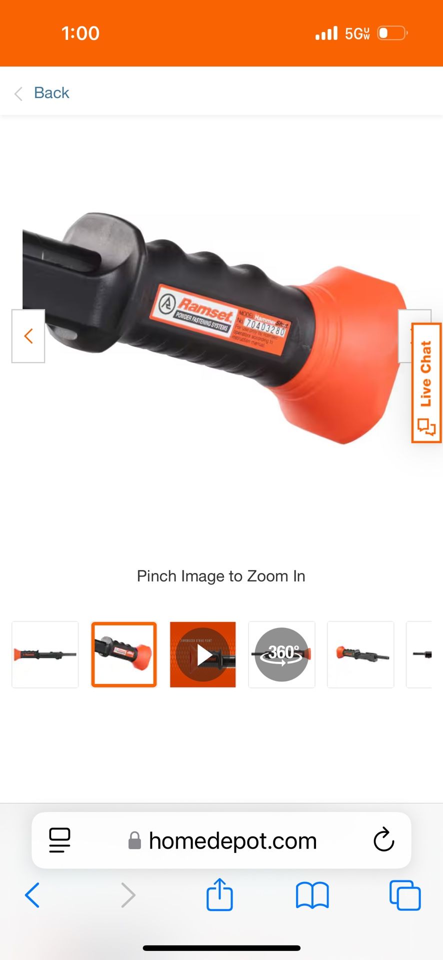 Ramset Hammer Shot ,Powder Activated .22 Caliber  Nail driver