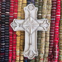 Decorative Wall Cross with Floral Relief