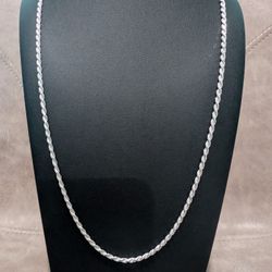 Solid Silver 24" Diamond Cut Rope Chain