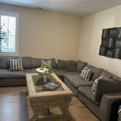 Grey Cloud Modular Sectional Couch And Ottoman