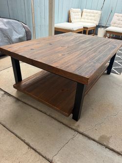 Rustic Wood and Metal Coffee Table