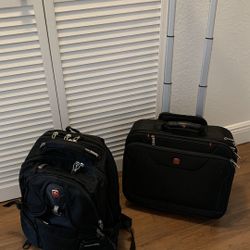 Swiss Gear Wenger COMBO!!! Compu Roller Luggage + Tech Backpack 