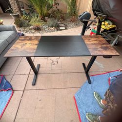 Electric Standing Desk with Rustic Top